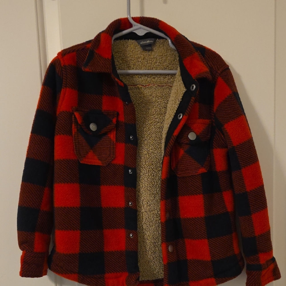 Boy Red and Black Plaid Jacket Buffalo Print